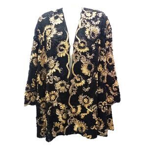 Badgley Mischka Embroidered Silk Evening Jacket Cape Wrap S Women's